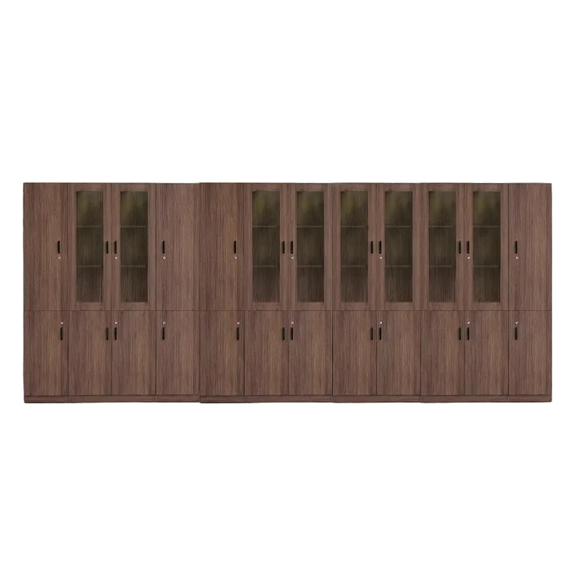 Wood File Cabinet Glass Door Lockable Storage Bookcase 80–480cm