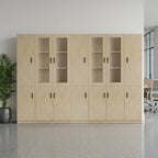 Wood File Cabinet Glass Door Lockable Storage Bookcase 80–480cm