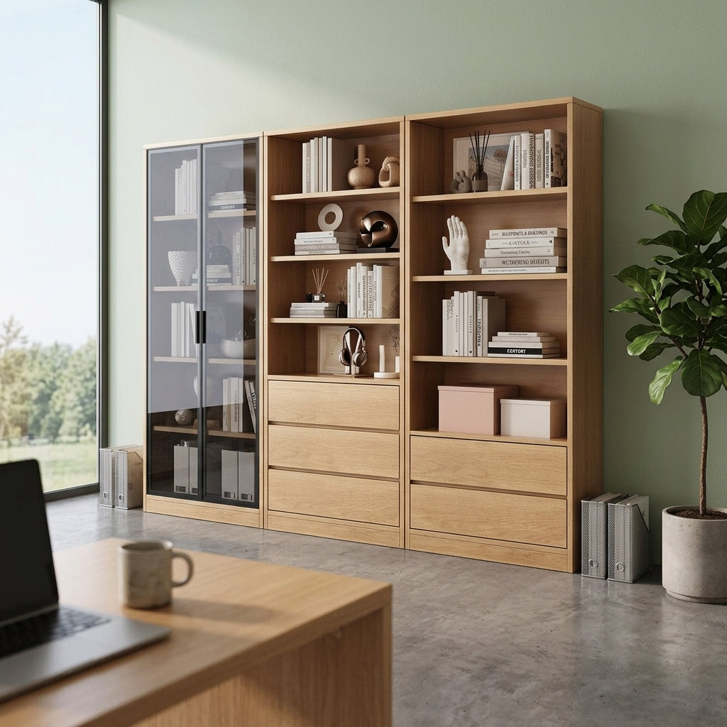 Office Bookcase Glass Door Storage Cabinet Display Unit 80–240cm