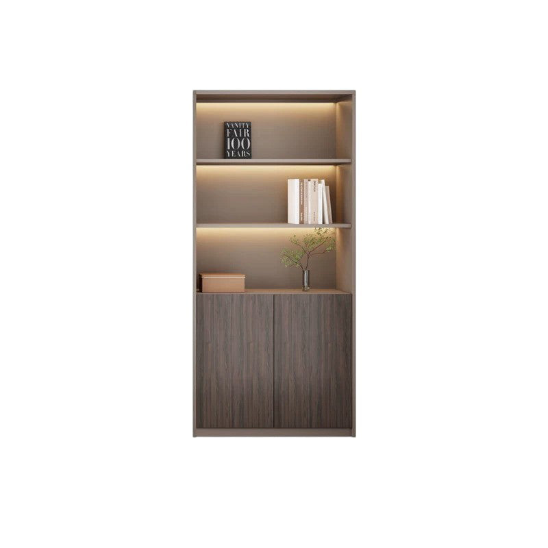 ArvionFurn Modern Chinese-Style Wooden Office Cabinet with LED Lighting, 5–6 Doors, Multiple Colors