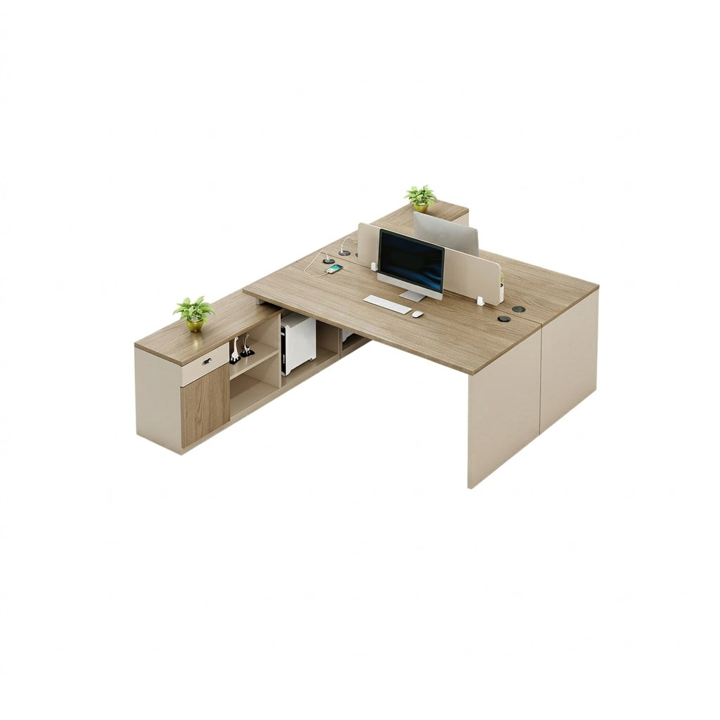 ArvionFurn Office Workstation Desk with Privacy Panels, Single to 6-Person