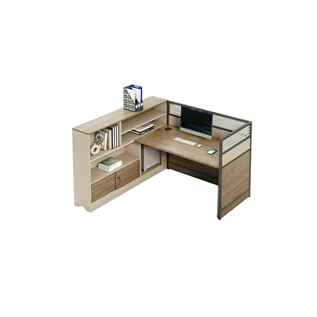 ArvionFurn Office Workstation Desk with Privacy Panels, Single to 6-Person