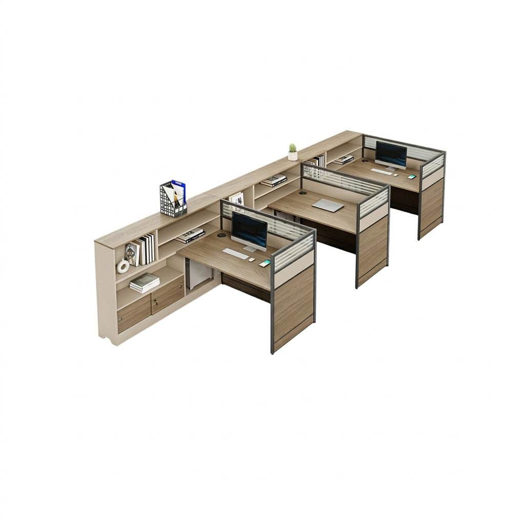 ArvionFurn Office Workstation Desk with Privacy Panels, Single to 6-Person