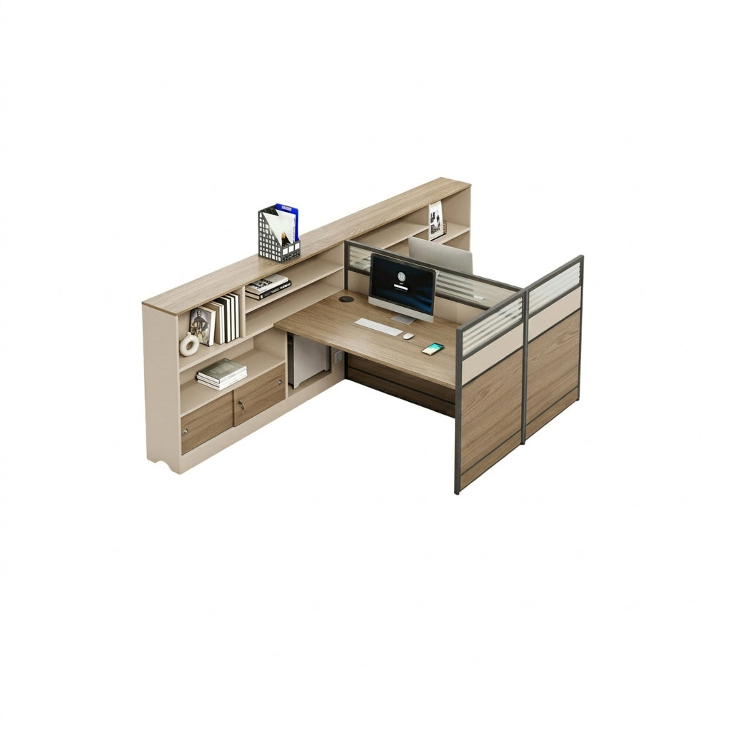 ArvionFurn Office Workstation Desk with Privacy Panels, Single to 6-Person