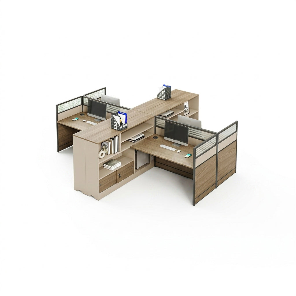 ArvionFurn Office Workstation Desk with Privacy Panels, Single to 6-Person