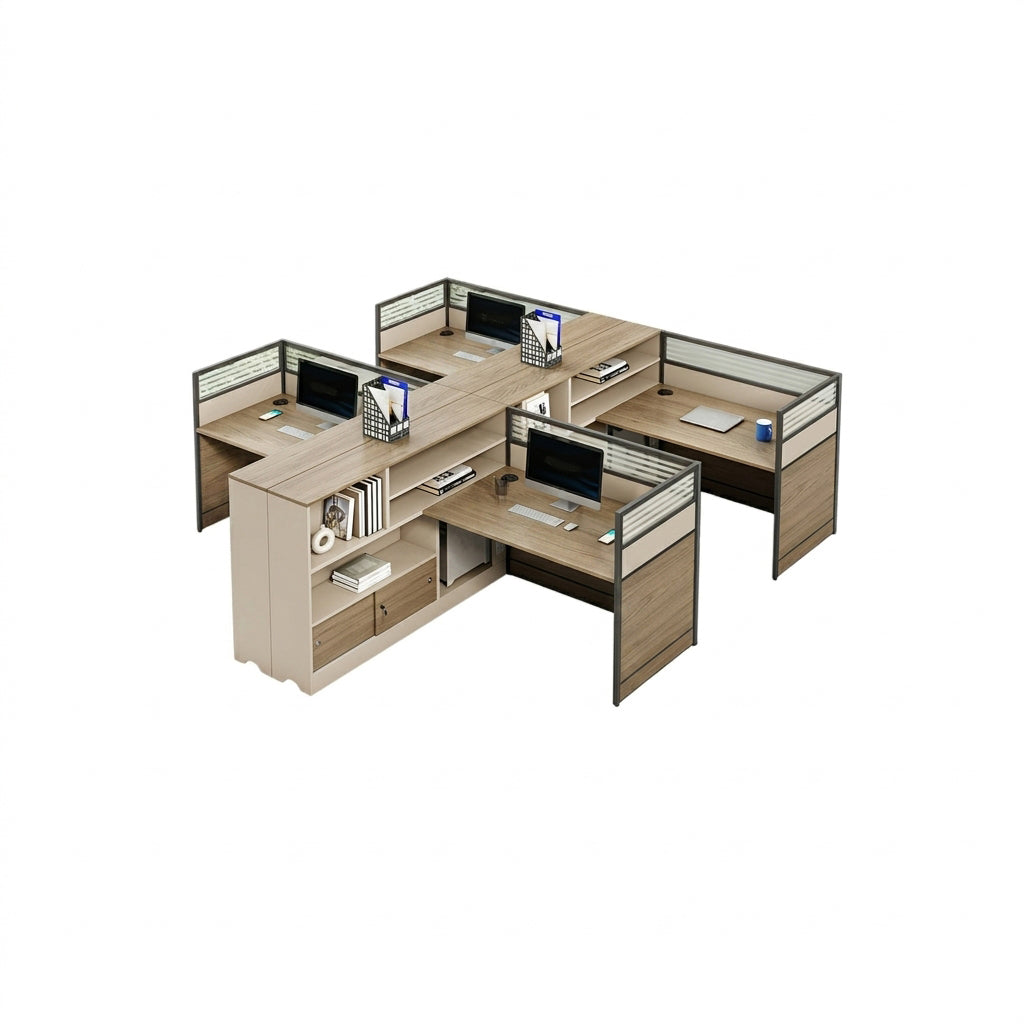 ArvionFurn Office Workstation Desk with Privacy Panels, Single to 6-Person