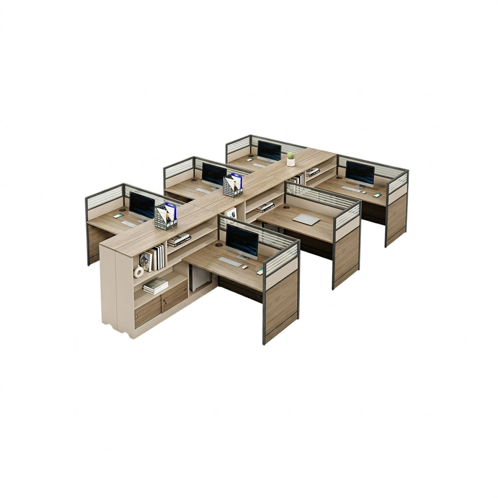 ArvionFurn Office Workstation Desk with Privacy Panels, Single to 6-Person