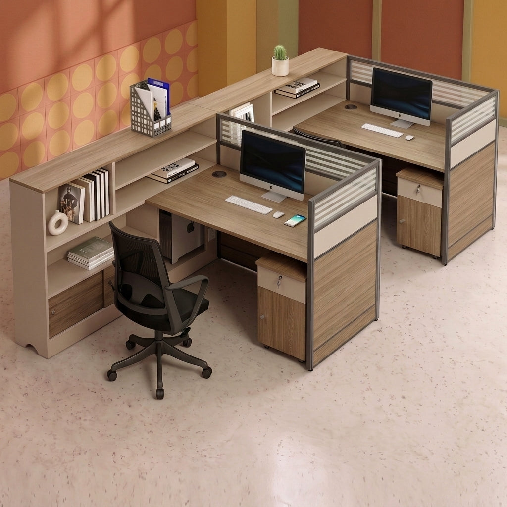 ArvionFurn Office Workstation Desk with Privacy Panels, Single to 6-Person
