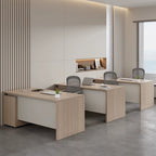 ArvionFurn Modern Employee Office Desk with 2.5cm Thick Top, Double-Layer Storage & Lockable Drawers