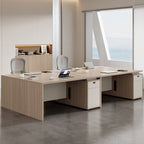 ArvionFurn Modern Employee Office Desk with 2.5cm Thick Top, Double-Layer Storage & Lockable Drawers
