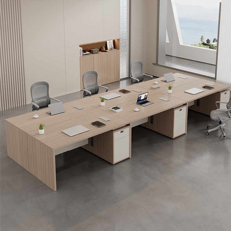 ArvionFurn Modern Employee Office Desk with 2.5cm Thick Top, Double-Layer Storage & Lockable Drawers