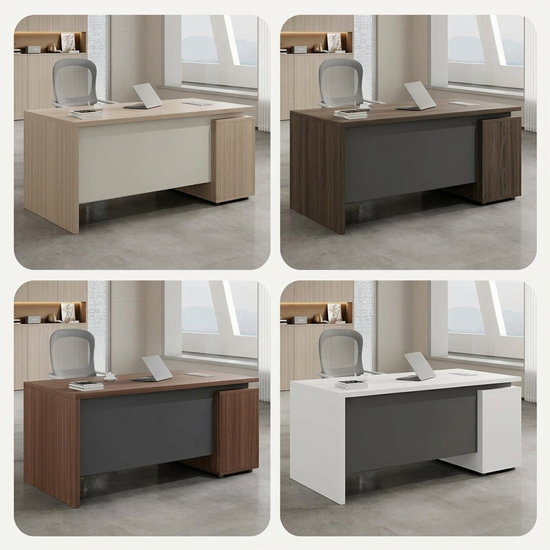 ArvionFurn Modern Employee Office Desk with 2.5cm Thick Top, Double-Layer Storage & Lockable Drawers
