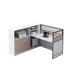 ArvionFurn Office Workstation Desk with Privacy Screens & Storage, Single to Multi-Person Options