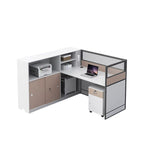 ArvionFurn Office Workstation Desk with Privacy Screens & Storage, Single to Multi-Person Options