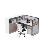 ArvionFurn Office Workstation Desk with Privacy Screens & Storage, Single to Multi-Person Options