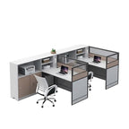 ArvionFurn Office Workstation Desk with Privacy Screens & Storage, Single to Multi-Person Options
