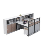ArvionFurn Office Workstation Desk with Privacy Screens & Storage, Single to Multi-Person Options