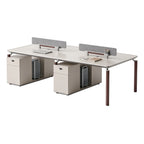 ArvionFurn Team Office Desk Set for 2, 4 or 6 People, Red or Gray Staff Workstation Furniture