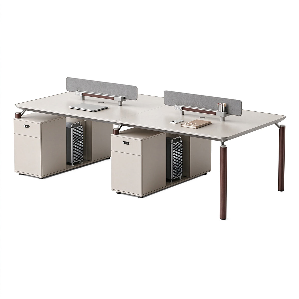 ArvionFurn Team Office Desk Set for 2, 4 or 6 People, Red or Gray Staff Workstation Furniture