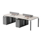 ArvionFurn Team Office Desk Set for 2, 4 or 6 People, Red or Gray Staff Workstation Furniture