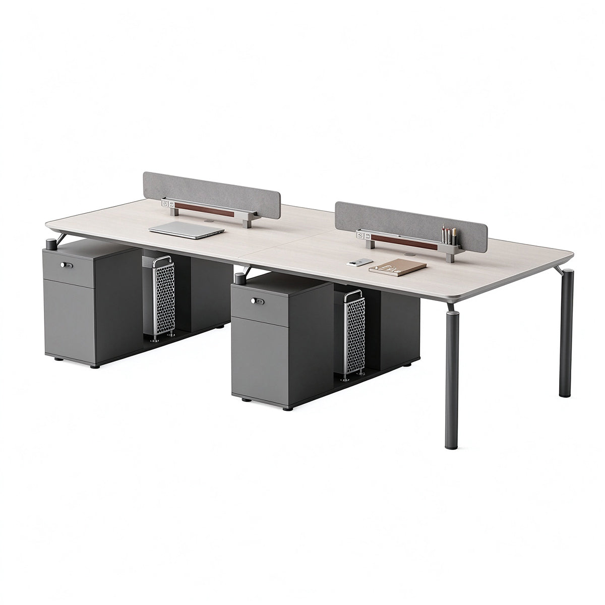 ArvionFurn Team Office Desk Set for 2, 4 or 6 People, Red or Gray Staff Workstation Furniture