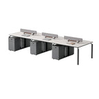 ArvionFurn Team Office Desk Set for 2, 4 or 6 People, Red or Gray Staff Workstation Furniture