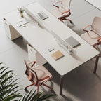 ArvionFurn Team Office Desk Set for 2, 4 or 6 People, Red or Gray Staff Workstation Furniture