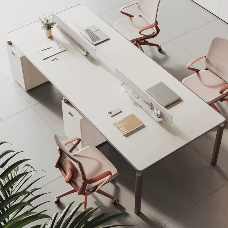 ArvionFurn Team Office Desk Set for 2, 4 or 6 People, Red or Gray Staff Workstation Furniture