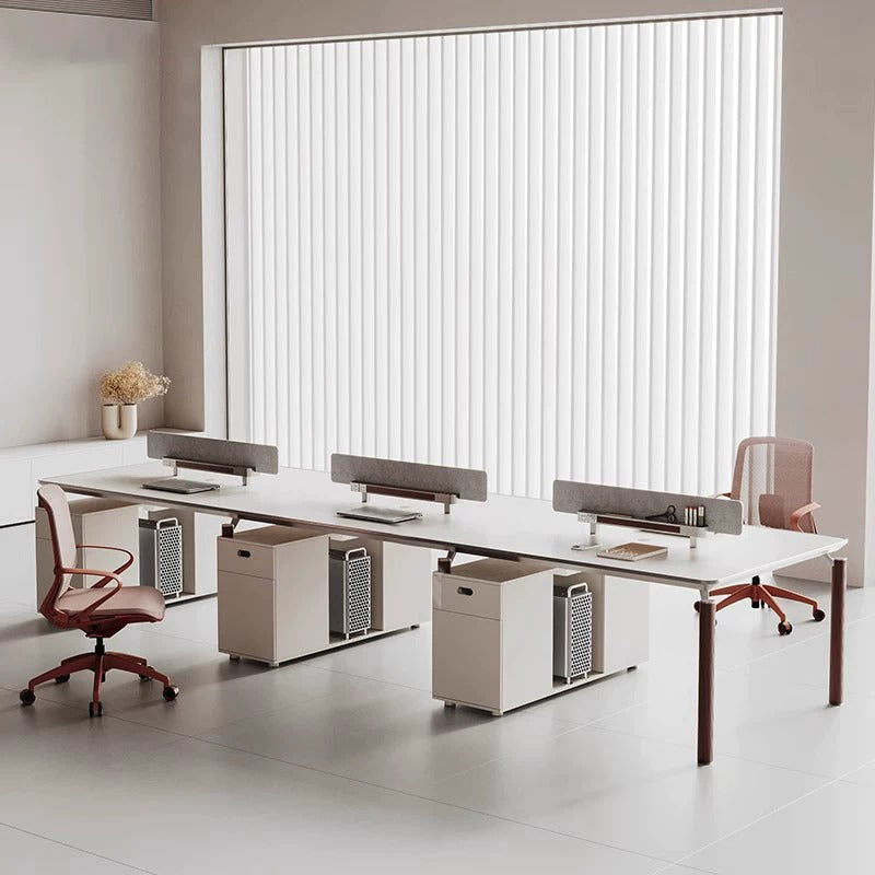 ArvionFurn Team Office Desk Set for 2, 4 or 6 People, Red or Gray Staff Workstation Furniture