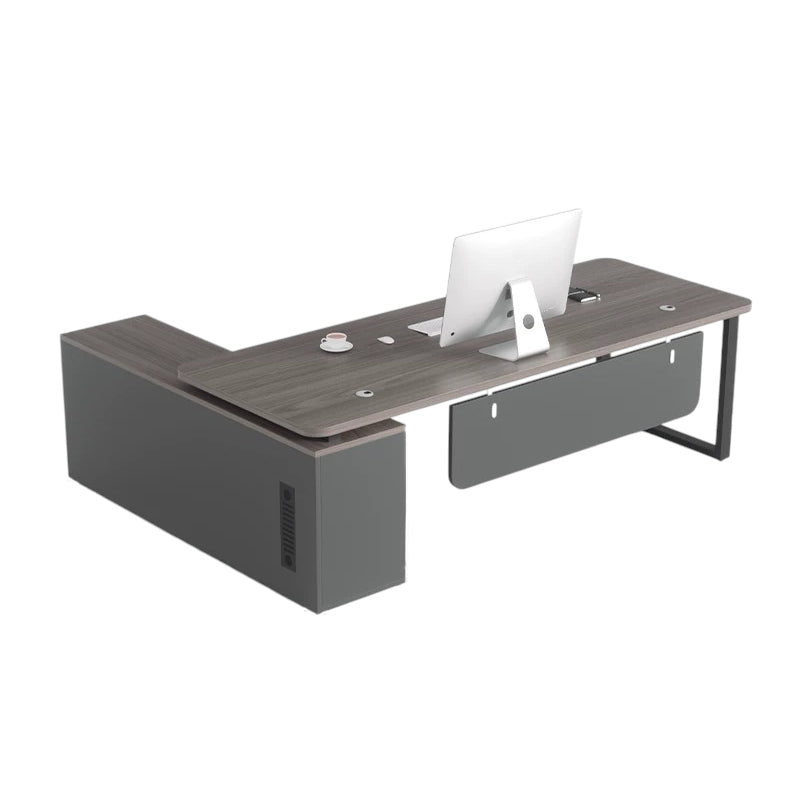 ArvionFurn L-Shaped Office Desk with Storage Side Cabinet, 120–200cm, Multiple Colors