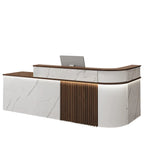ArvionFurn L-Shaped Lacquer Reception Counter with LED Lighting, 120–420cm, Custom Logo