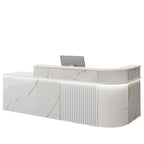 ArvionFurn L-Shaped Lacquer Reception Counter with LED Lighting, 120–420cm, Custom Logo
