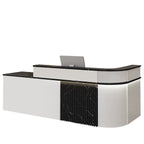 ArvionFurn L-Shaped Lacquer Reception Counter with LED Lighting, 120–420cm, Custom Logo