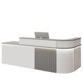 ArvionFurn L-Shaped Lacquer Reception Counter with LED Lighting, 120–420cm, Custom Logo