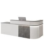 ArvionFurn L-Shaped Lacquer Reception Counter with LED Lighting, 120–420cm, Custom Logo