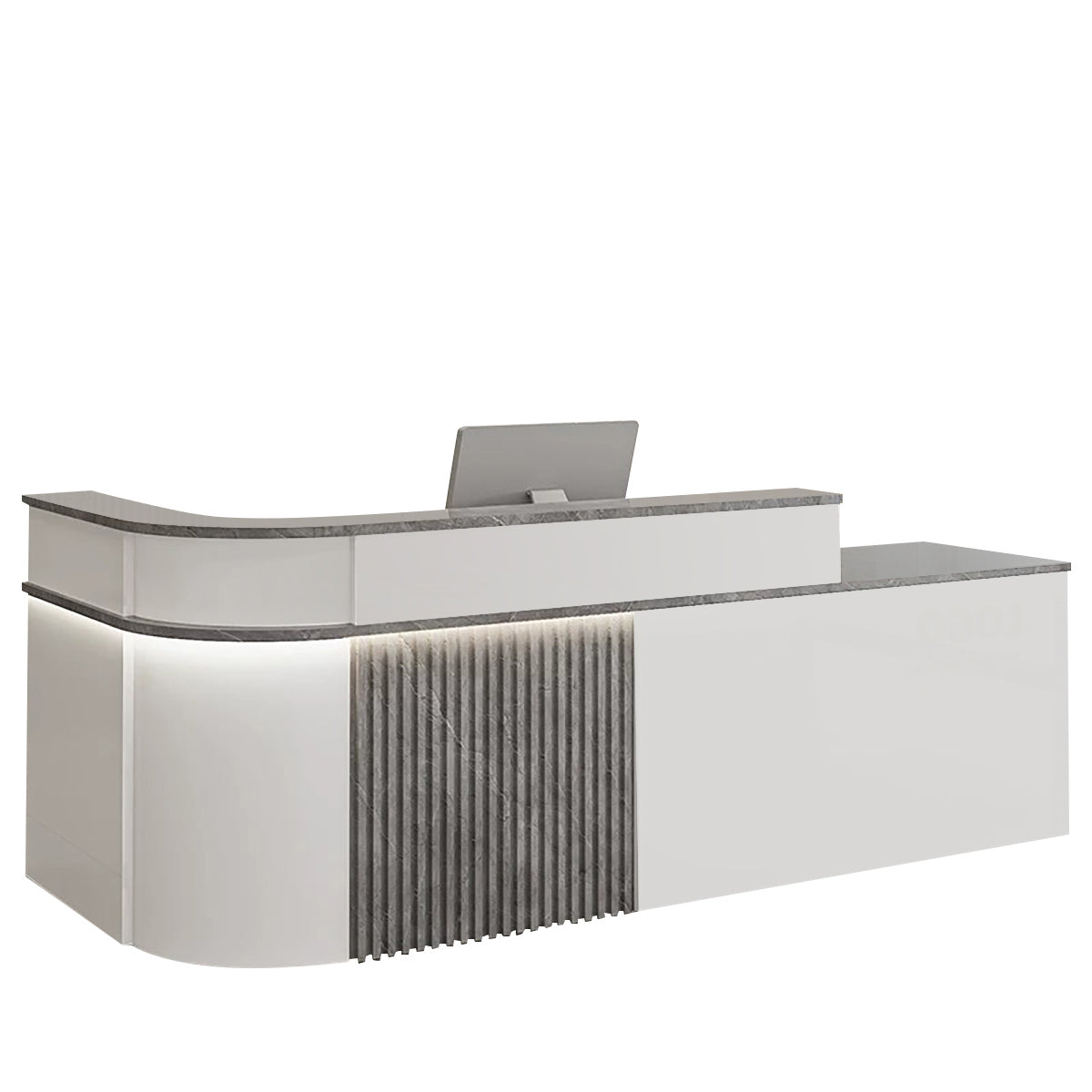 ArvionFurn L-Shaped Lacquer Reception Counter with LED Lighting, 120–420cm, Custom Logo