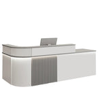 ArvionFurn L-Shaped Lacquer Reception Counter with LED Lighting, 120–420cm, Custom Logo