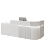 ArvionFurn L-Shaped Lacquer Reception Counter with LED Lighting, 120–420cm, Custom Logo