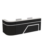 ArvionFurn L-Shaped Lacquer Reception Desk with LED Lighting, Lockable Drawers & Large Storage, 120–420cm