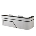 ArvionFurn L-Shaped Lacquer Reception Desk with LED Lighting, Lockable Drawers & Large Storage, 120–420cm
