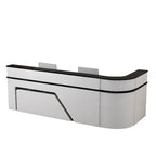 ArvionFurn L-Shaped Lacquer Reception Desk with LED Lighting, Lockable Drawers & Large Storage, 120–420cm