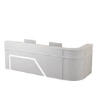 ArvionFurn L-Shaped Lacquer Reception Desk with LED Lighting, Lockable Drawers & Large Storage, 120–420cm