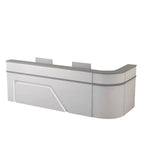 ArvionFurn L-Shaped Lacquer Reception Desk with LED Lighting, Lockable Drawers & Large Storage, 120–420cm