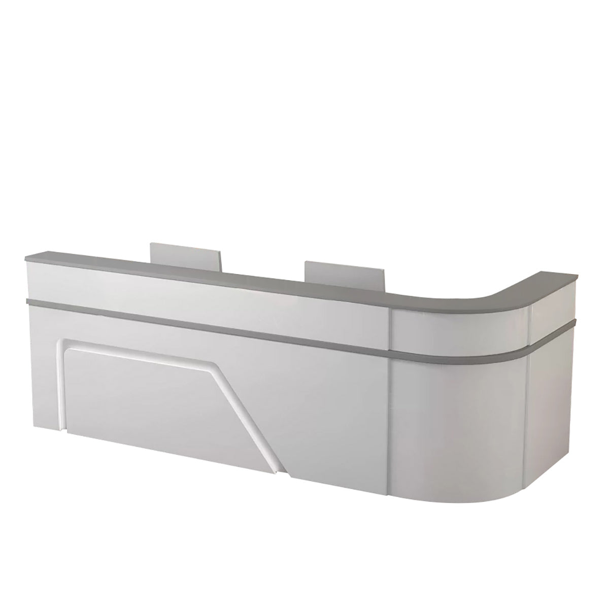 ArvionFurn L-Shaped Lacquer Reception Desk with LED Lighting, Lockable Drawers & Large Storage, 120–420cm