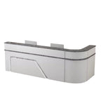 ArvionFurn L-Shaped Lacquer Reception Desk with LED Lighting, Lockable Drawers & Large Storage, 120–420cm