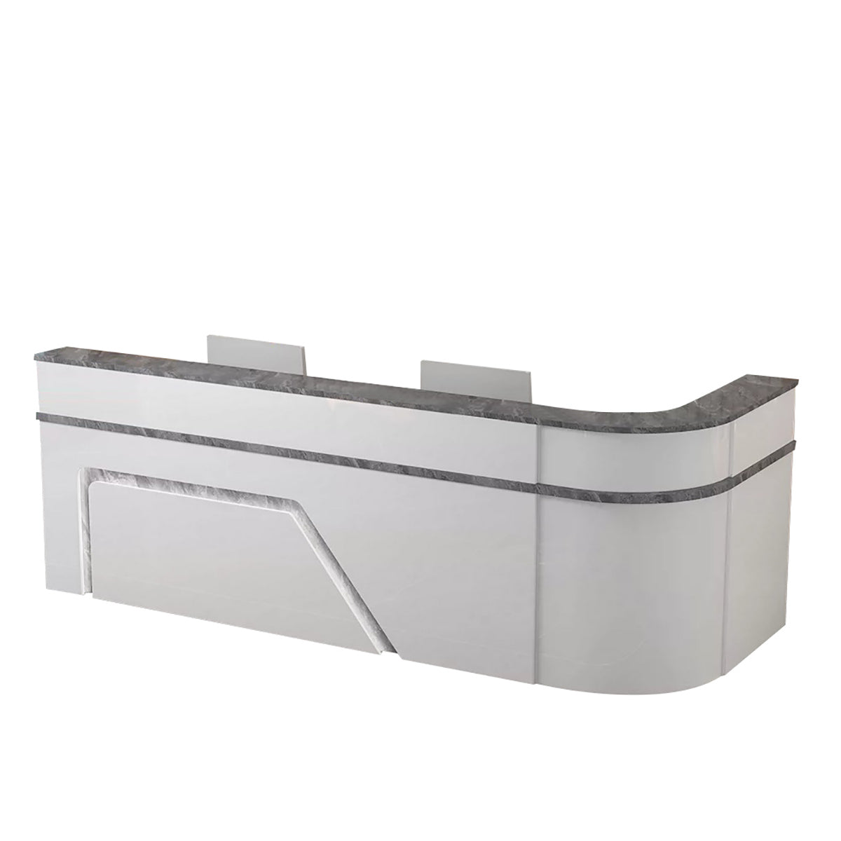 ArvionFurn L-Shaped Lacquer Reception Desk with LED Lighting, Lockable Drawers & Large Storage, 120–420cm