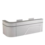 ArvionFurn L-Shaped Lacquer Reception Desk with LED Lighting, Lockable Drawers & Large Storage, 120–420cm