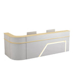 ArvionFurn L-Shaped Lacquer Reception Desk with LED Lighting, Lockable Drawers & Large Storage, 120–420cm