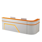 ArvionFurn L-Shaped Lacquer Reception Desk with LED Lighting, Lockable Drawers & Large Storage, 120–420cm