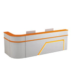 ArvionFurn L-Shaped Lacquer Reception Desk with LED Lighting, Lockable Drawers & Large Storage, 120–420cm